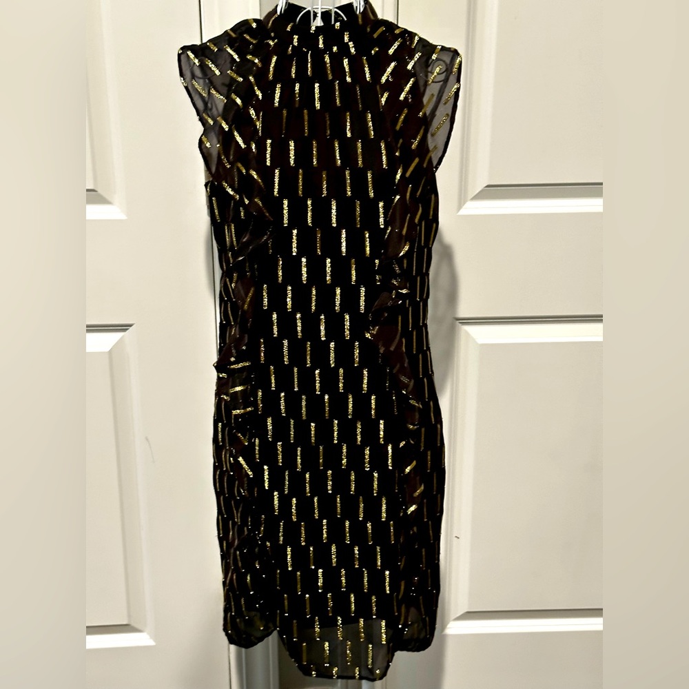 Worthington size 2 black gold ruffle dress